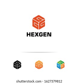 Hexagon cube G letter logo design vector