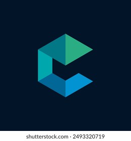 Plantilla de Vector de diseño de logotipo de letra C de cubo hexagonal