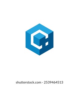 Hexagon Cube Letter C Logo diseño Vector Plantilla