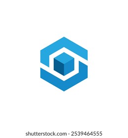 Hexagon Cube Letter S Logo diseño Vector Plantilla