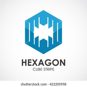Hexagon cube of line group abstract vector and logo design or template alliance business icon of company identity symbol concept