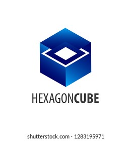 Hexagon cube logo concept design. Symbol graphic template element vector