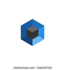 Hexagon Cube Logo Design Template. Abstract Design Template.