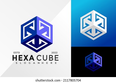 Hexagon Cube Logo Design Vector illustration template