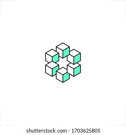  hexagon cube logo geometric illusion design