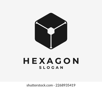 Hexagón Cubo Rectángulo Caja de Bloque Estructura de forma Polígono Estructura Geométrica Plano Vector Mínimo Diseño