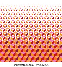 hexagon cubes pattern, cube red&pink background