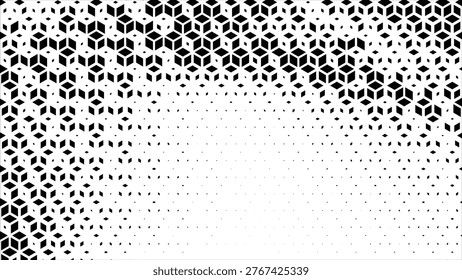Hexagon cubic halftone Effect Business Background. Geometric tiles pattern diamond grid on white background. Seamless fade out pattern. Hipster fashion Design. T shirt Grunge texture Triangle pattern