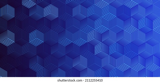 Hexagon Cyber Pattern Background. Tech Lines Hexagon Shapes Texture. Vintage Honeycomb Geometric Style Vector Illustration.