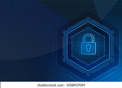 Hexagon Cyber security technology concept , Shield With Keyhole icon , personal data , vector illustration