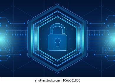 Hexagon Cyber security technology concept , Shield With Keyhole icon , personal data , vector illustration