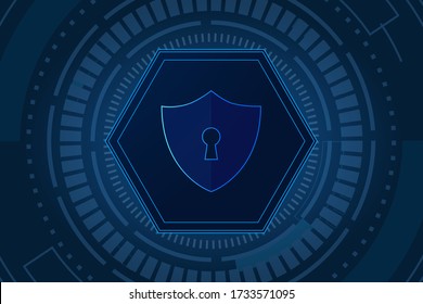 Hexagon Cyber security technology concept , Shield With Keyhole icon , personal data , vector illustration