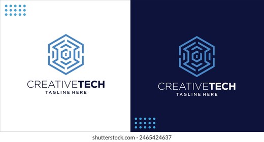 Hexagon Cyber Technology Logo, Design Inspiration, Illustration, Vector.