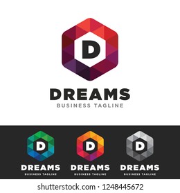 Hexagon D Letter Logo
