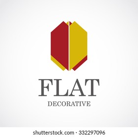 Hexagon decoration flat abstract vector and logo design or template ornament business icon of company identity symbol concept