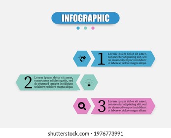 Hexagon design illustration with 3 steps, options, marketing icons to analyze or prepare for work in various businesses infographic. Planning timeline infographics template with three elements.