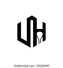 hexagon design logo letter v and h