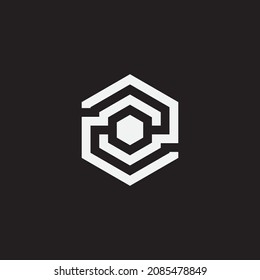 Hexagon design. Monogram logo. Geometric shape.