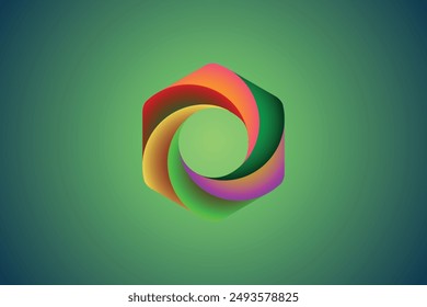 Hexagon design, simple hexagonal logo isolated on green background