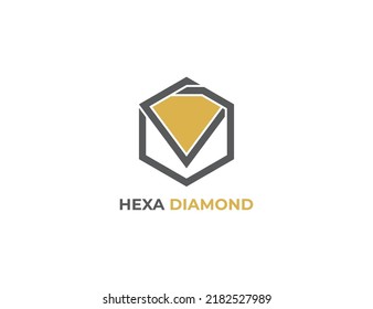Hexagon Diamond Logo Concept icon symbol Design. Jewelry Logo Design . Vector illustration logo template