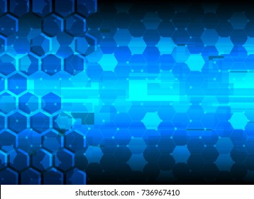 Hexagon and digital technology background, abstract technology concept background, vector illustration.