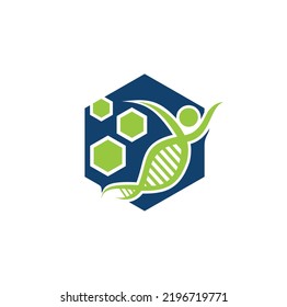 Diseño del logotipo de ADN del hexágono. Ilustración vectorial.