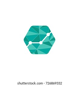 Hexagon dots and lines icon. Vector illustration.