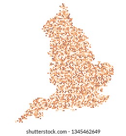 Hexagon dotted of England map. Vector illustration.