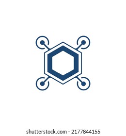 hexagon drone vector logo design