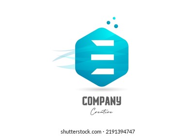 diseño de icono del logotipo del alfabeto de la letra E de hexágono con colores y puntos azules. Plantilla creativa para empresas y empresas