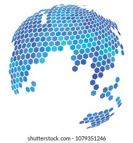 Hexagon Earth Abstract Globe vector illustration. Modern 3d effect design for business.