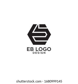Hexagon EB Letters Logo Design Vector