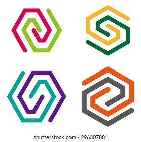 Hexagon element - hexagram logo symbol. You can use in the construction, factories, communications, electronics, buildings, apartments, real estate or creative design concepts