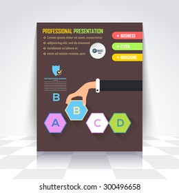 Hexagon Elements Infographics Design Brochure, Cover, Flyer. Flat Style Numbered Banner 