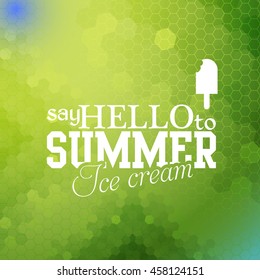 Hexagon Elements Low Poly Background, Summer Time, Travel Badge and Web Banner Vector Flat Design