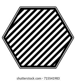 hexagon emblem in monochrome and striped vector illustration
