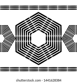 Hexagon. Ethnic boho seamless pattern. Embroidery on fabric. Patchwork texture. Traditional ornament. Tribal pattern. Folk motif. Can be used for wallpaper, textile, wrapping, web.