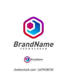 Hexagon Eye Logo Design Template Vector. Creative Eye logo concepts. Icon symbol