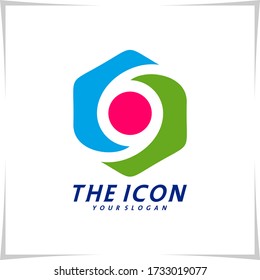 Hexagon Eye Logo Design Template Vektor, Hexagon S Logo-Konzept kreativ, Symbol Symbol Symbol