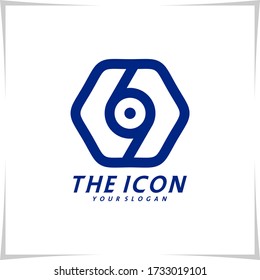 Hexagon Eye logotipo plantilla de diseño vector, Hexagon S logo concepto creativo, Símbolo de icono
