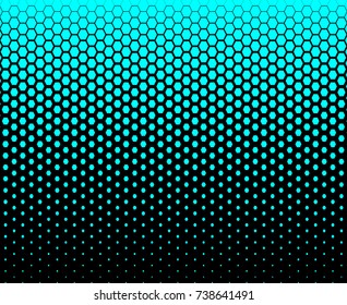 Hexagon Fade Pattern Blue Sky Color Black Background Vector