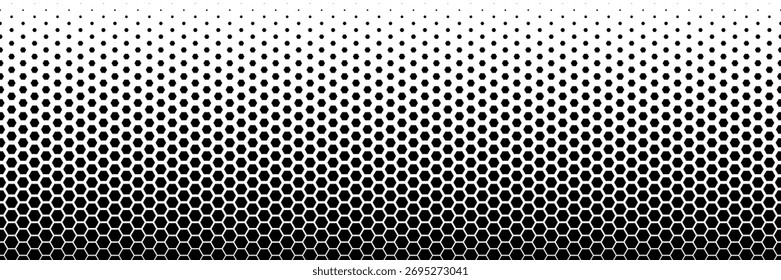 Hexágono desvanece fundo gradiente de meio-tom para banner, site, cartaz, cartão de visita, visualização de grandes dados. Vetor de fundo abstrato de favo de mel futurista