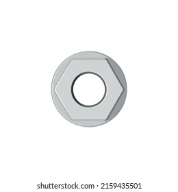 Hexagon fastener with threaded hole isolated realistic icon. Vector screw nut washer mechanical accessory, tighten hex-nut. Metal stainless steel hardware, metallic car repair and fix detail