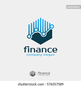 hexagon finance logo. modern eye catching logo with blue color
