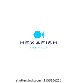 hexagon fish hexafish logo vector icon illustration	
