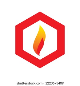 hexagon flame logo