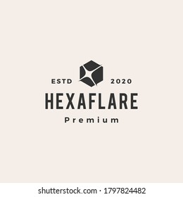 Hexagon Flare Light Cube Hipster Vintage Logo Vector Icon Illustration