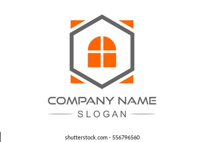 hexagon flat architecture logo