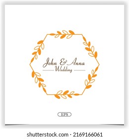 hexagon floral wedding invitation logo premium elegant template vector eps 10