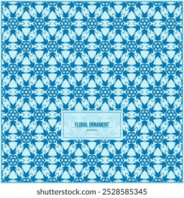 hexagon flowers pattern with monochrome blue colors